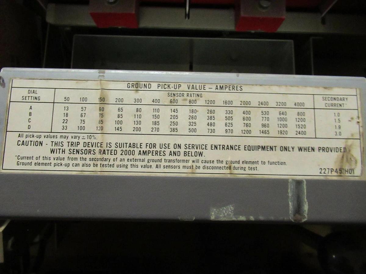 Used WESTINGHOUSE LOW VOLTAGE CIRCUIT BREAKER DS-416 1200A 635V W/ AMPTECTOR I