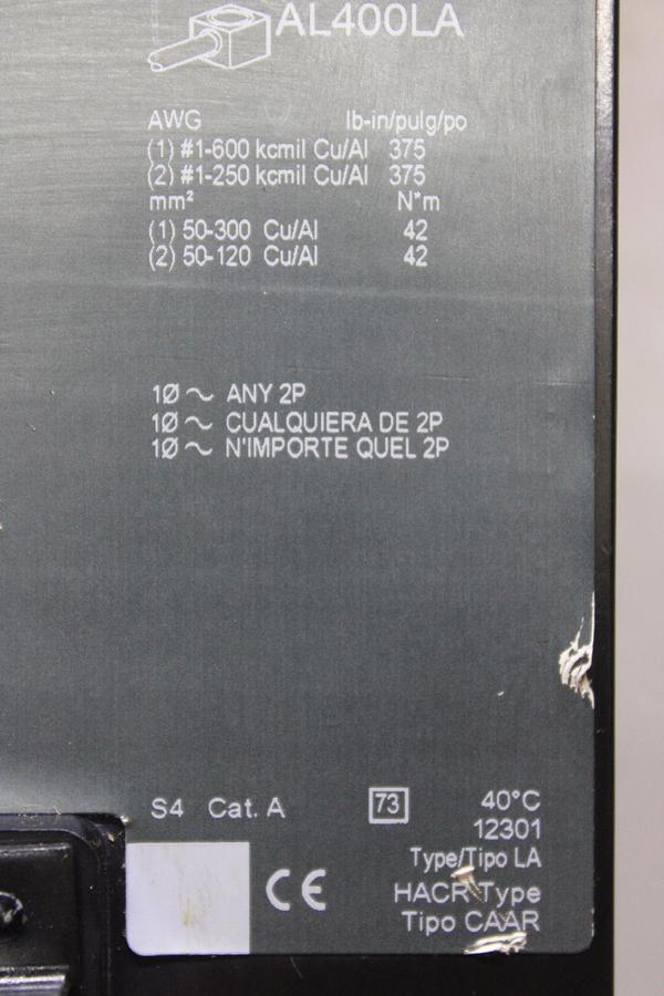 Used SQUARE D POWERPACT I-LINE CIRCUIT BREAKER LDA36600U31X 600 AMP 600 VAC 3-POLE