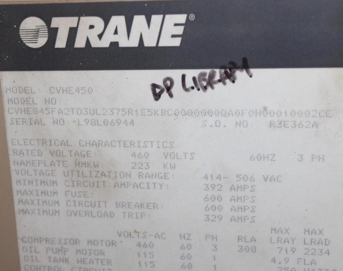 Used TRANE CENTRAVAC CHILLER CONTROL PANEL INTERFACE CVHE450 X13650485-01 REV. F