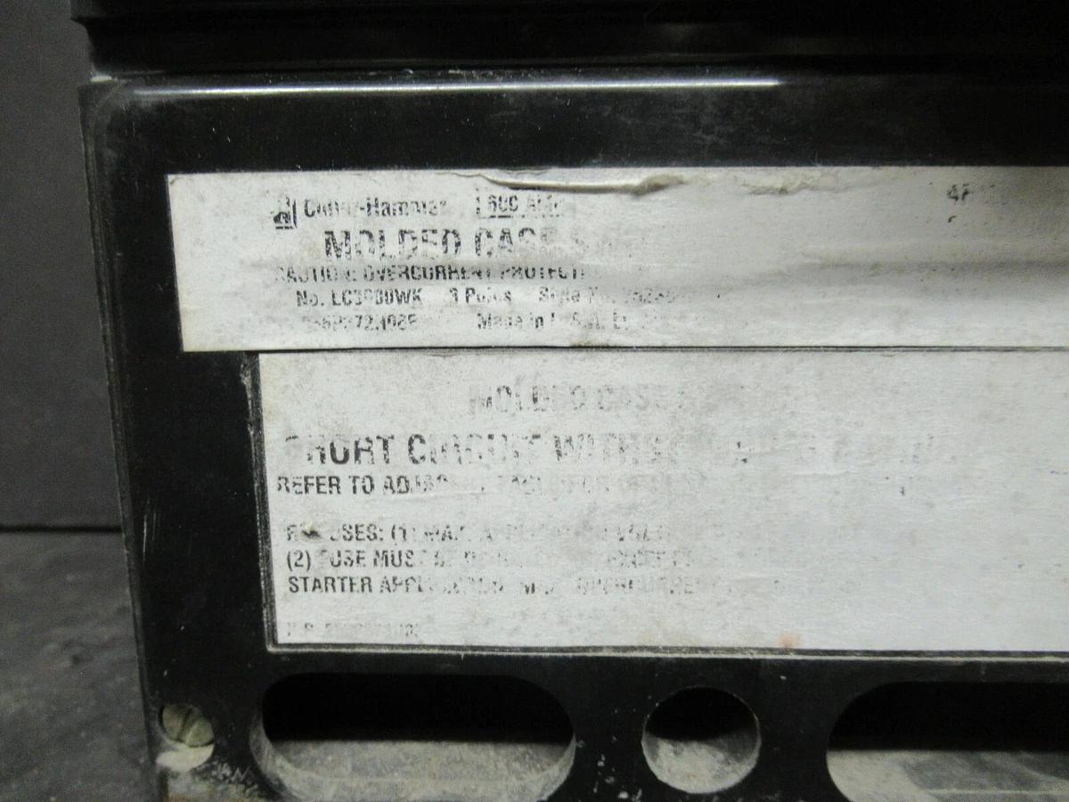 Used 600 AMP WESTINGHOUSE MOLDED CASE SWITCH LC3600WK 600 VAC 3-POLE **WARRANTY**