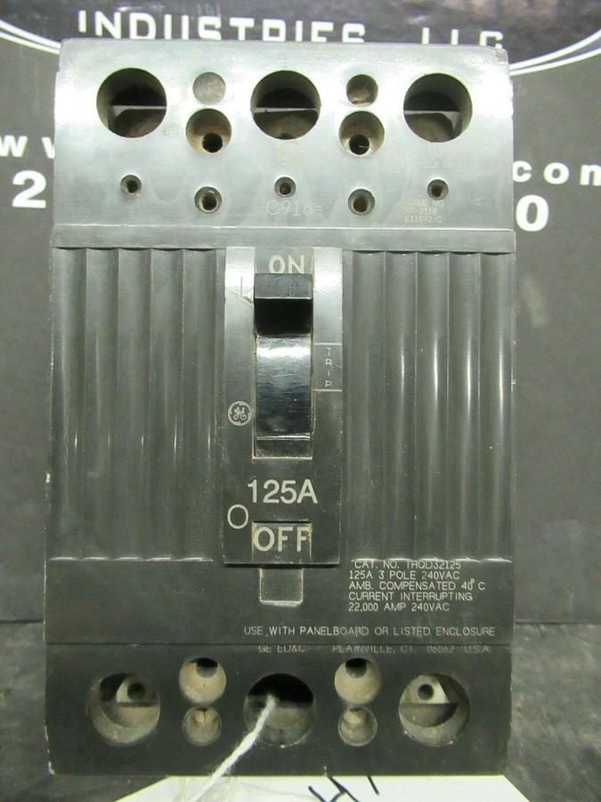 Used 125 AMP GENERAL ELECTRIC BREAKER TAQD32125 3 POLE 240 VAC **WARRANTY INCLUDED**