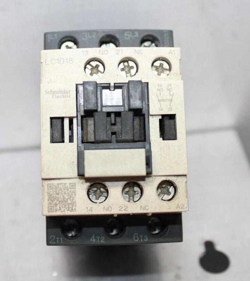 Used SCHNEIDER CONTACTOR LC1D18 32 AMP 600 VAC 3-POLE 3-PHASE 10 KW COIL: 110V