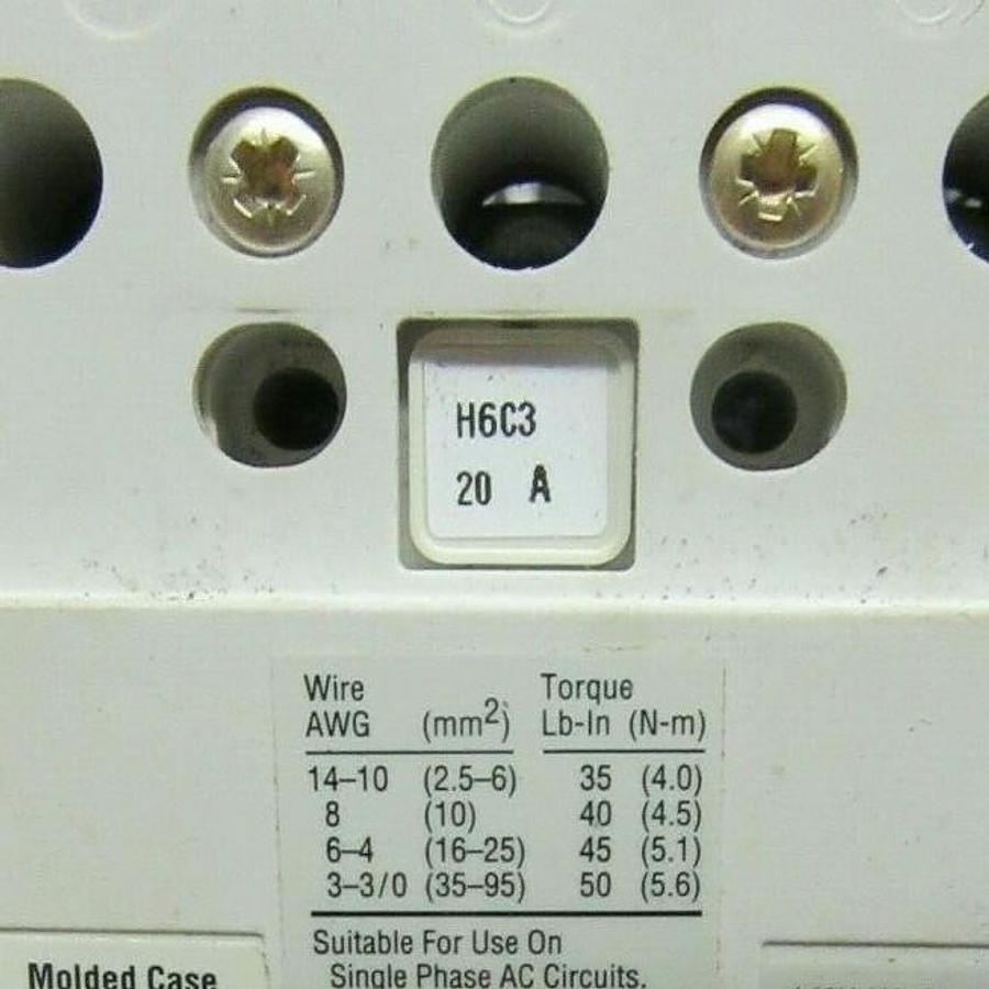 Used 20 AMP ALLEN BRADLEY BREAKER 140U-H6C3-C20 SER. B 3 POLE 480 VAC **WARRANTY**
