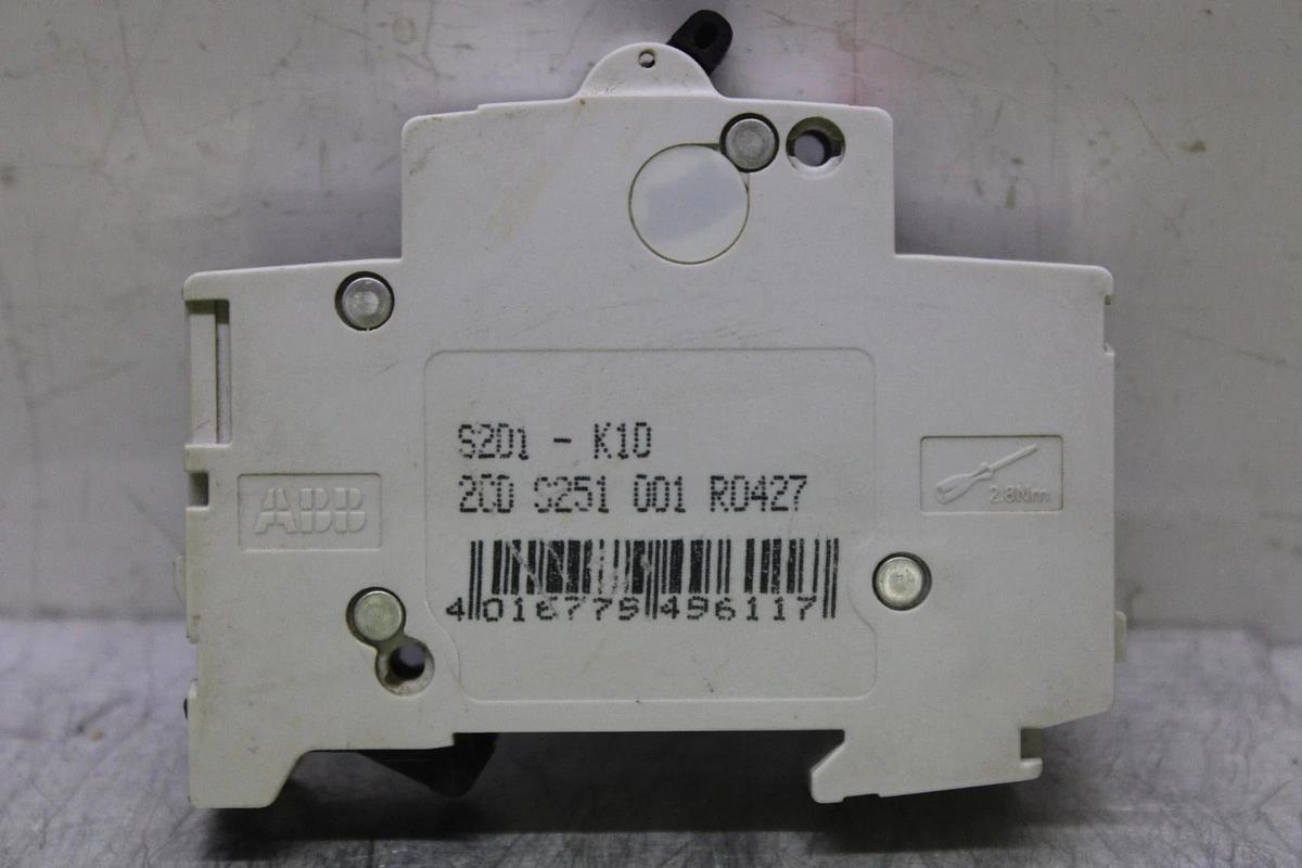 Used ABB CIRCUIT BREAKER S201-K10A 230/400 VAC SINGLE POLE **WARRANTY INCLUDED**