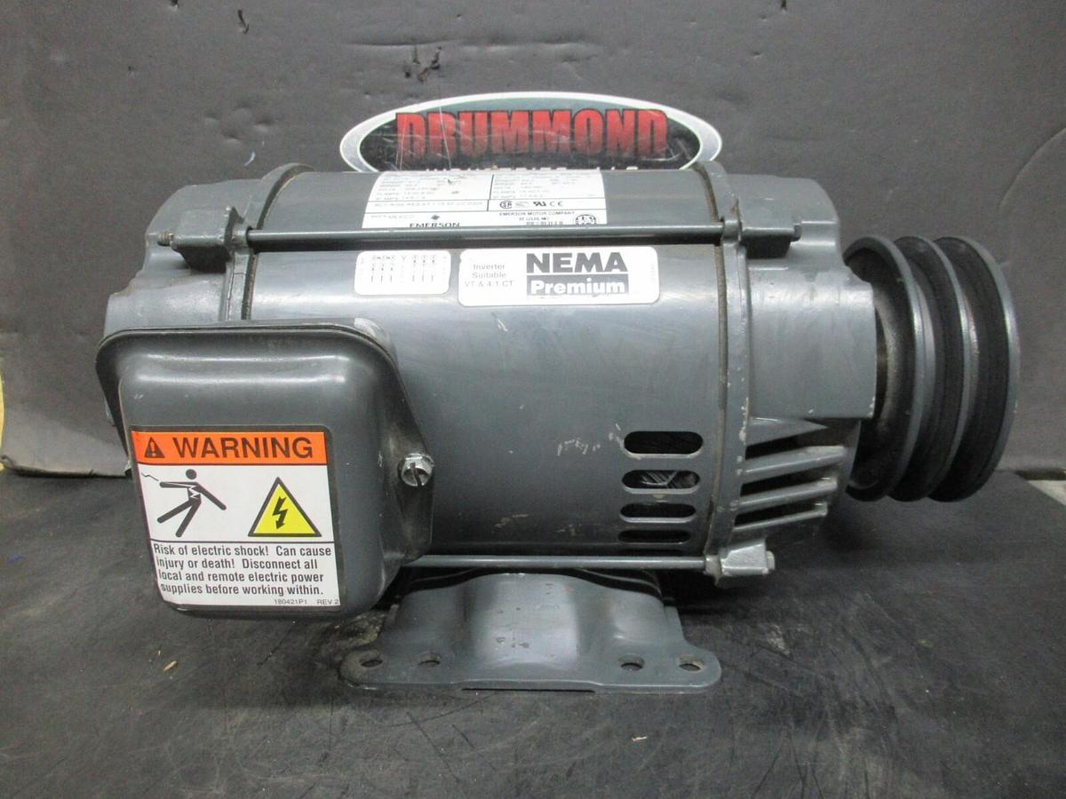 Used EMERSON 182T MOTOR D5P2D 5 HP ENCL. DP 1765 RPM 3-PHASE 460 VOLT 1.15 SF
