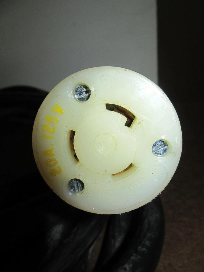 Used 50' SO 12/3 POWER CORD WIRE W/ 20 A 120 V 1 PH HUBBELL TWIST-LOCK PLUGS SOW-A