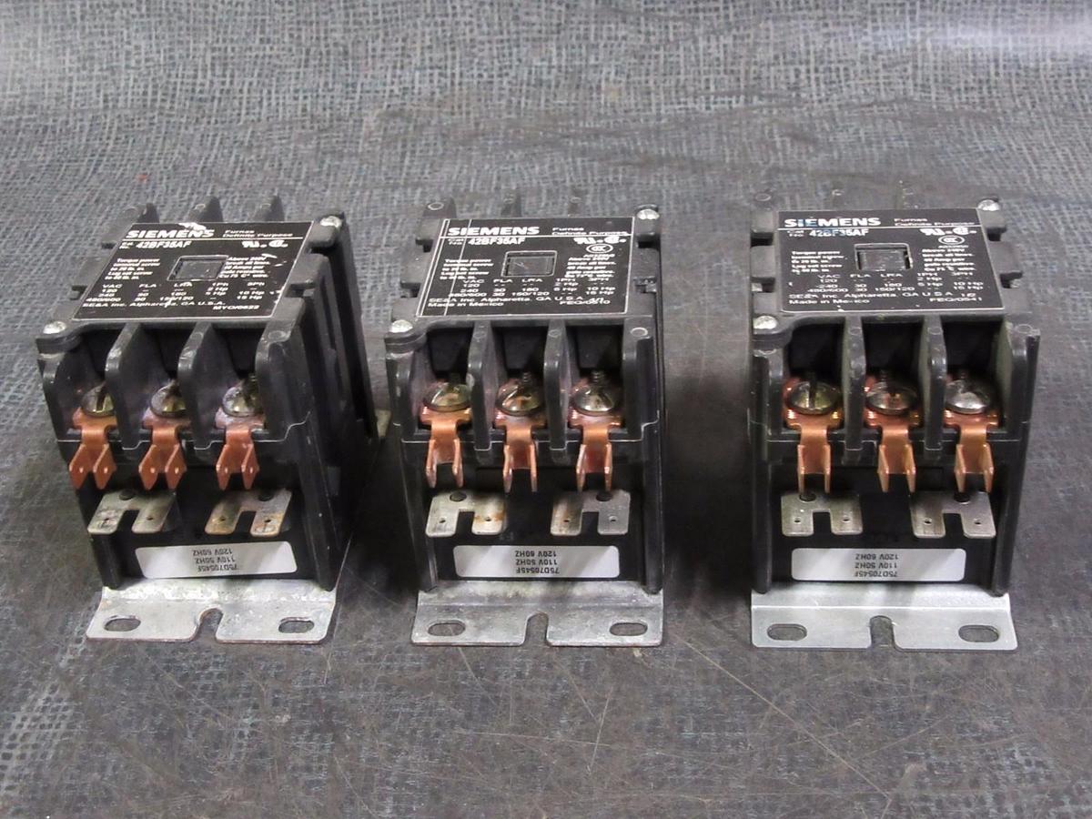 Used (1) SIEMENS CONTACTOR 30 AMP 600V 3 PHASE 15 HP 110-120V COIL MODEL: 42BF35AF