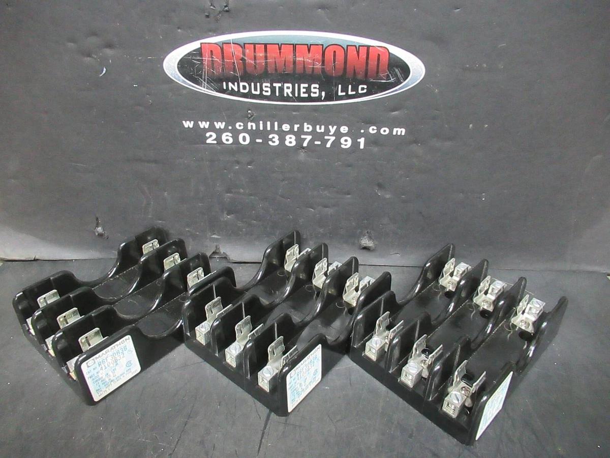 Used (LOT OF 3) MARATHON TRIPLE FUSE HOLDER R6F30A3B / 4100832 3-POLE 600 VOLT 30 AMP