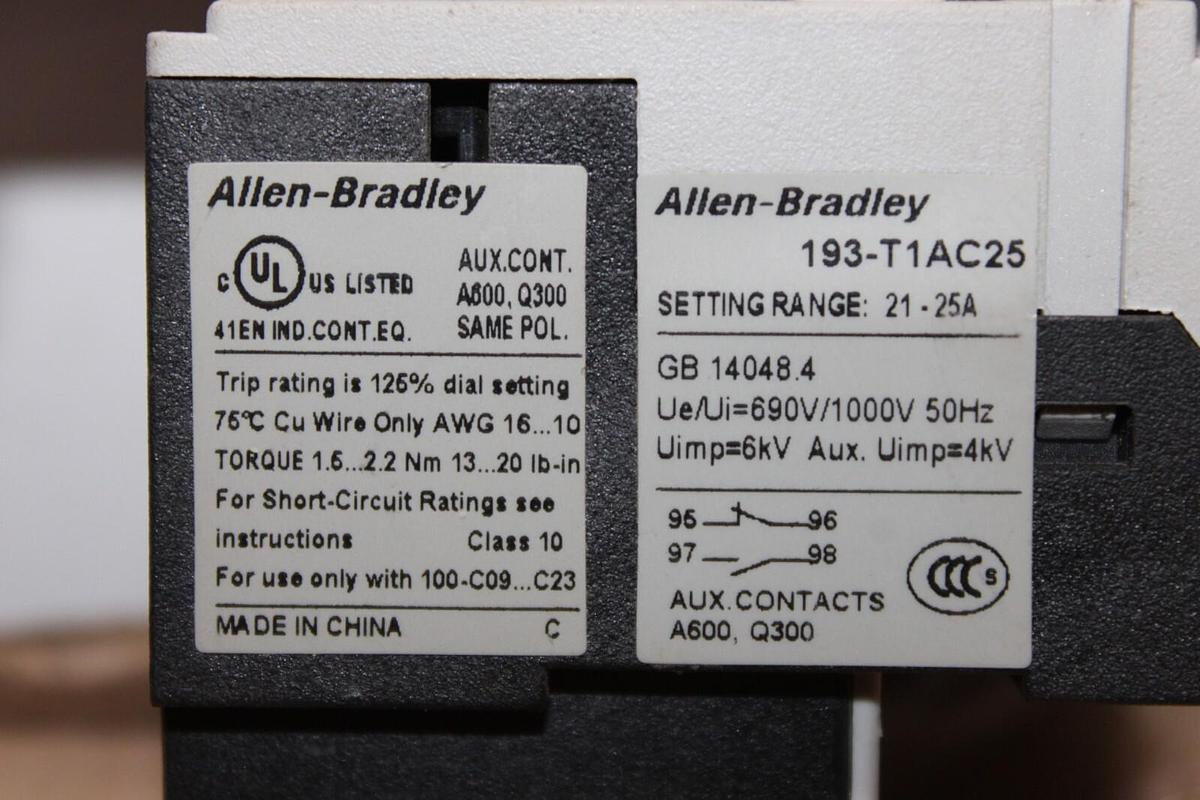 Used ALLEN BRADLEY STARTER 100-C23*400 W/ 193-T1AC25 600 VAC 30 AMP 15 HP *WARRANTY*