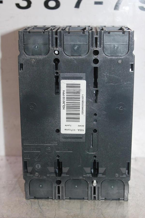 Used SQUARE D POWERPACT CIRCUIT BREAKER HDL36100 3-POLE 100 AMP 600 VAC *WARRANTY*