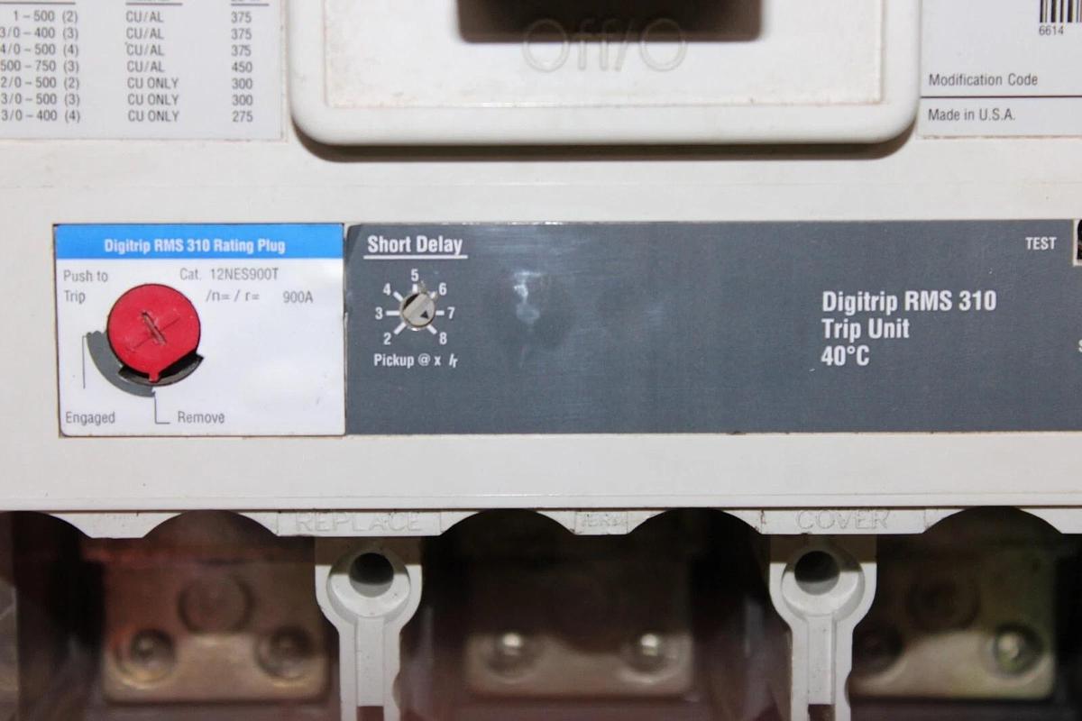 Used CUTLER HAMMER CIRCUIT BREAKER ND312T33W 1200 AMP FRAME 900 AMP TRIP 600 VAC