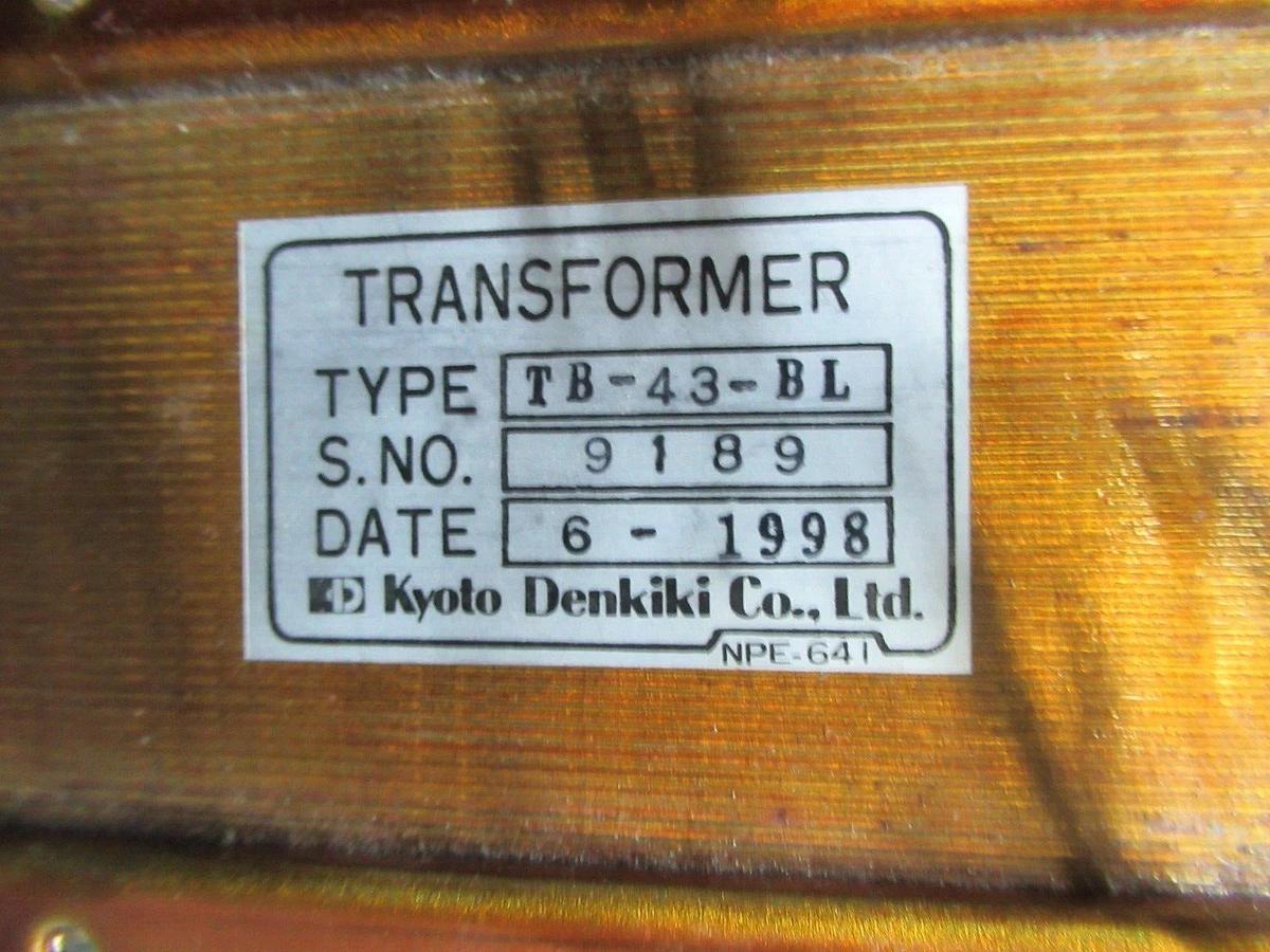 Used KYOTO DENKIKI TRANSFORMER TB-43-BL UNRATED **WARRANTY INCLUDED**