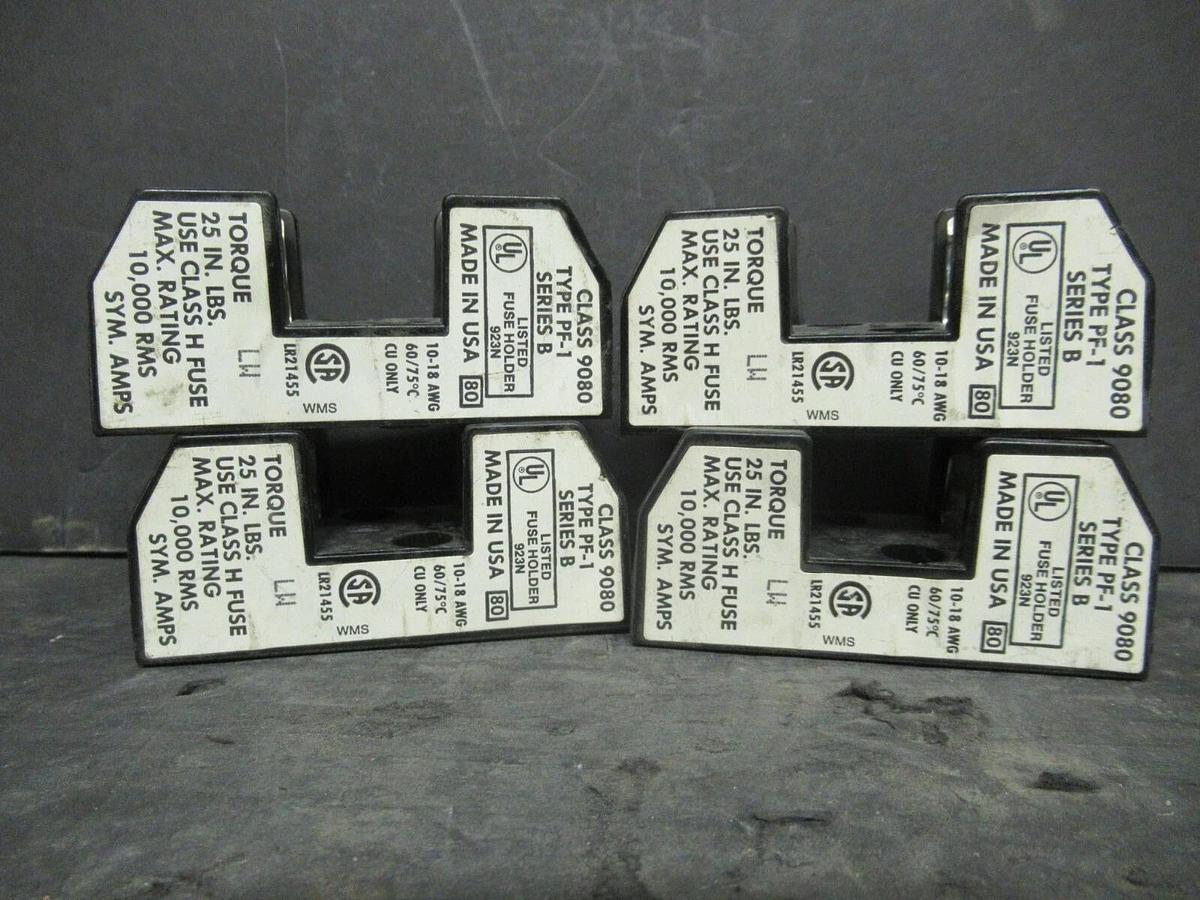 Used LOT OF 4 SQUARE D FUSE HOLDER 9080 PF-1 FOR 30 AMP 250 V CLASS H FUSES ONLY