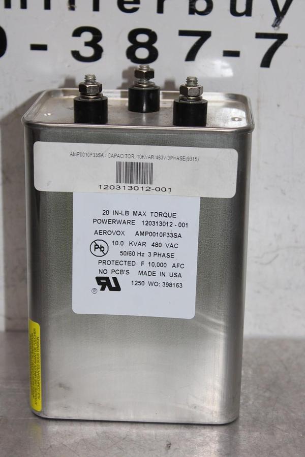 Used POWERWARE AEROVOX CAPACITOR AMP0010F33SA 10 kVAR 480 VAC 3-PHASE *WARRANTY*