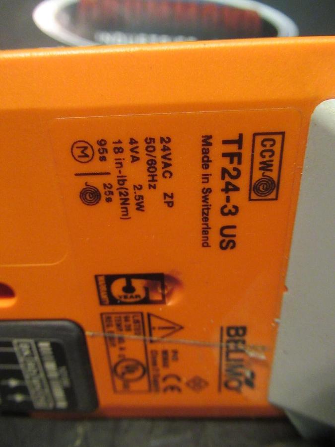 Used BELIMO 3-WAY SPRING ACTUATOR TF24-3 24 VAC 2.5 WATT 600 PSI NEMA 2 CLASS 2