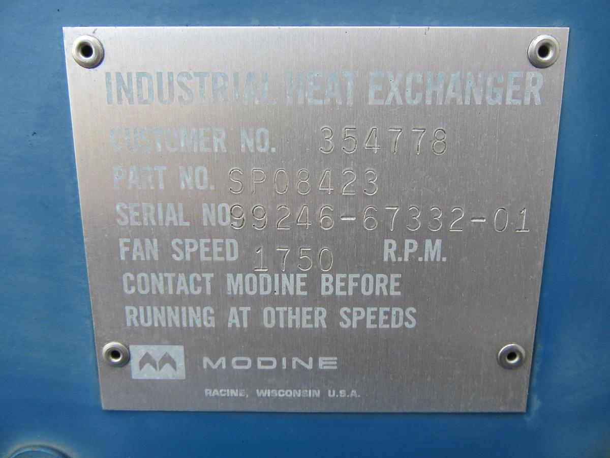 Used 2 HP MODINE REMOTE RADIATOR / FAN COIL SP08423 2.5"/2.5" IN/OUT 200/208 V 3 PH