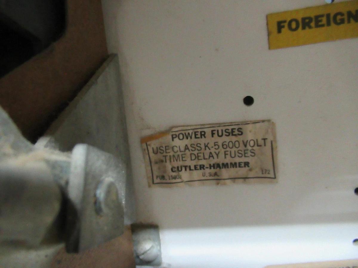 Used CUTLER HAMMER MOTOR CONTROL BUCKET 17" CHASIS 600 V NO BREAKER / STARTER W/ DOOR