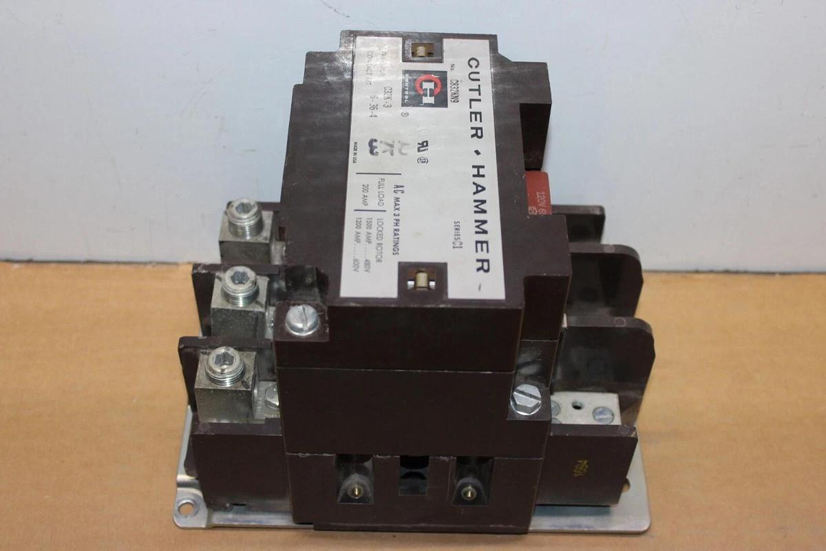 Used CUTLER HAMMER CONTACTOR C832KN9 200 AMP 3-PHASE 3-POLE COIL: 120 VAC *WARRANTY*