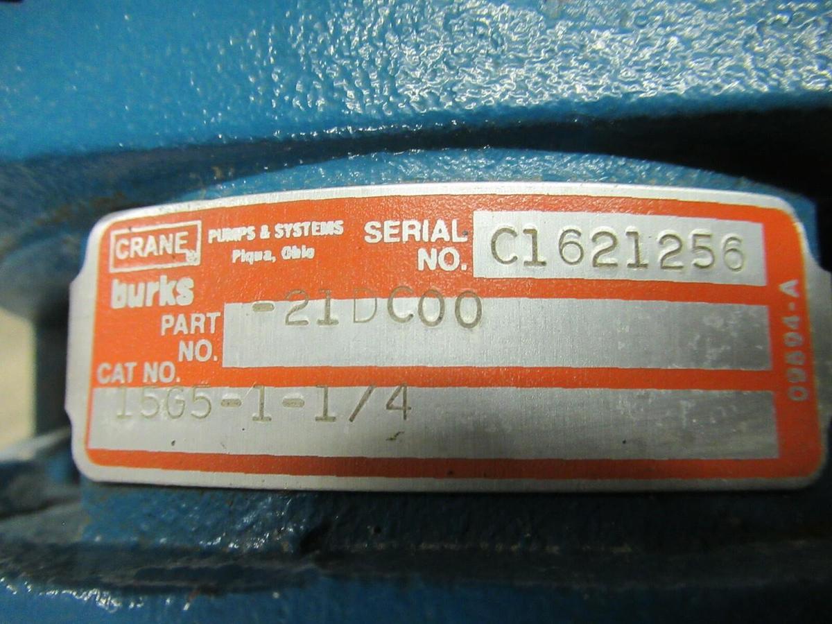 Used BURKS CIRCULATION PUMP 15G5 15G5-1-1/4 1.5 HP 115/208-230 VOLTS 3450 RPM EU1502