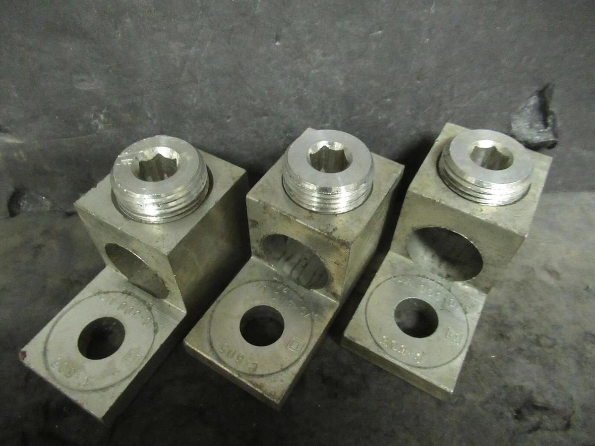 Used 3 QTY SQUARE D C-505 (SINGLE) 1 BARREL MECHANICAL CONNECTOR LUG TAP 500 MCM 3/0