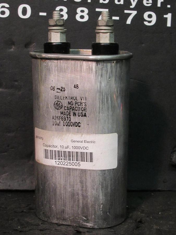 Used GE DIELEKTROL 10 uF CAPACITOR A26F6970 1000 VDC NO PCB 26F6970 GENERAL ELECTRIC