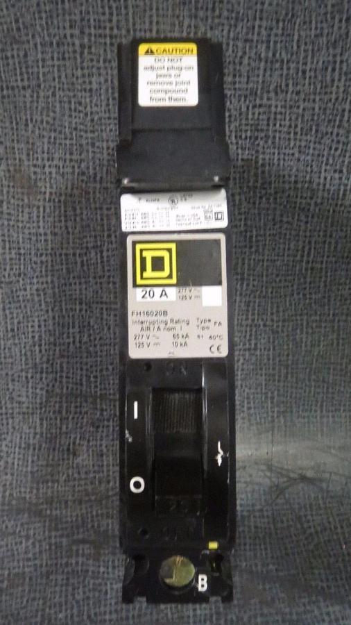 *NEW SURPLUS* SQUARE D I-LINE CIRCUIT BREAKER FH16020B 20 AMP 1-POLE 277 VAC