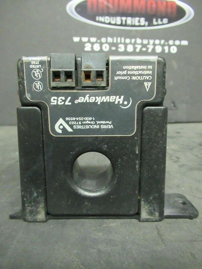 Used VERIS CURRENT SENSOR HAWKEYE 735 135 AMP INPUT: 24 VAC OUTPUT: 250 VAC
