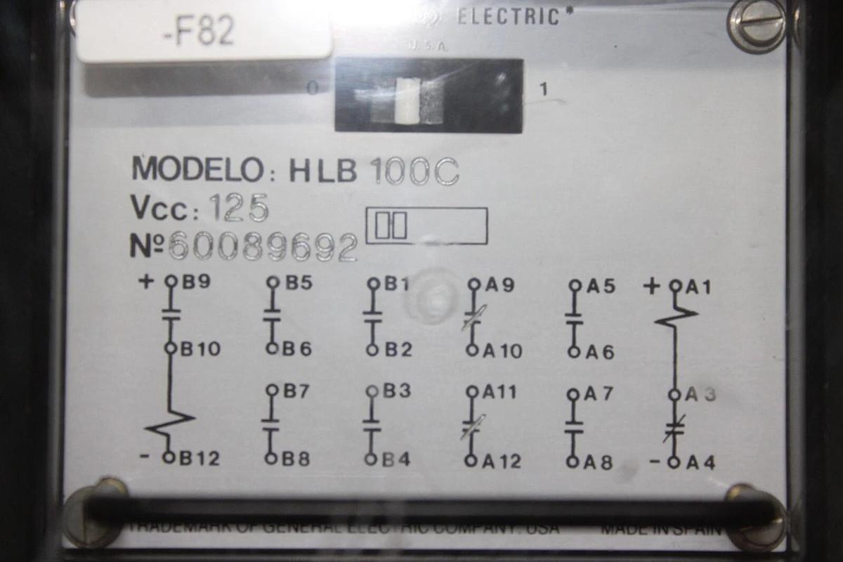 Used GENERAL ELECTRIC ENCLOSED RELAY HLB100C 125 VCC **WARRANTY INCLUDED**