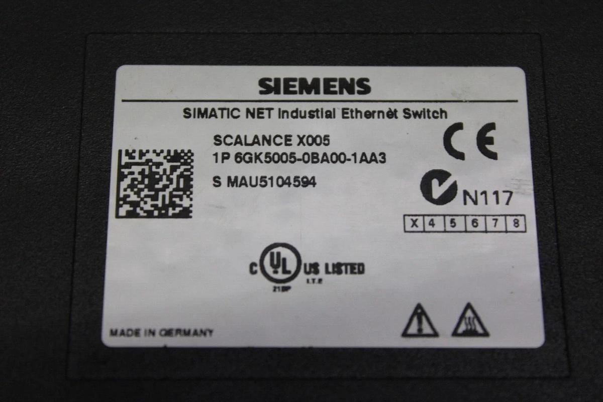 Used SIEMENS INDUSTRIAL ETHERNET SWITCH SCALANCE X005 6GK5005-0BA00-1AA3 24 VDC 0.1 A