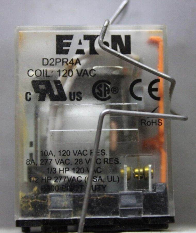 Used LOT OF 3 EATON RELAY D2PR4A 120 VAC 10 AMP **WARRANTY INCLUDED**