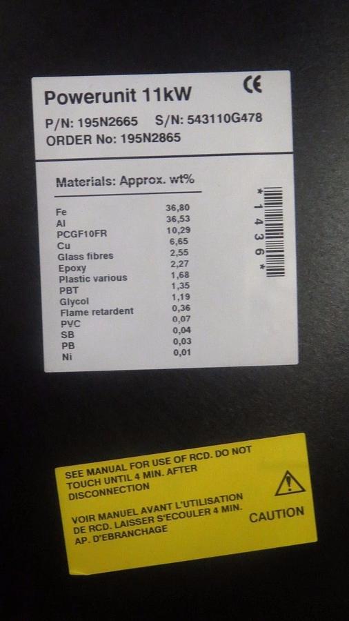 Used DANFOSS VARIABLE SPEED DRIVE VLT 2800 380-480V 15 HP 18.3 KVA MODEL: 195N1109