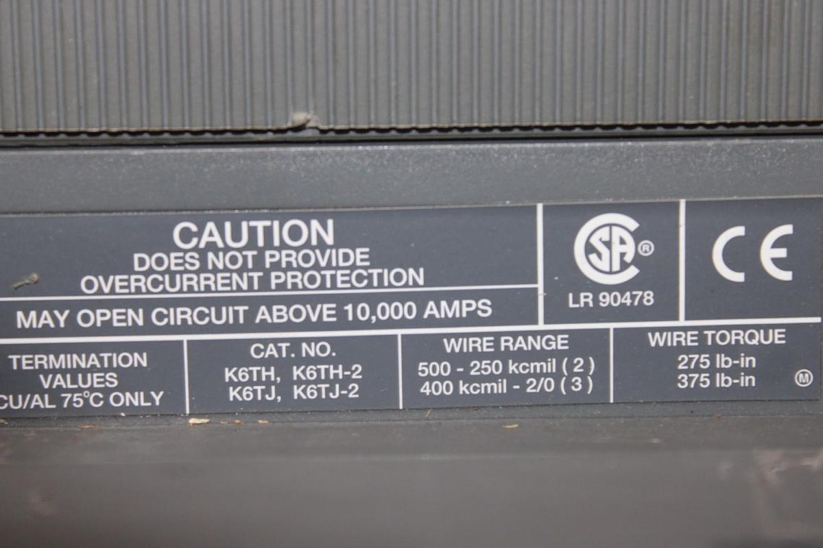 Used ABB MOLDED CASE SWITCH SACE S6 S6H-D 800 AMP 600 VAC 600 VDC 3-POLE S6H