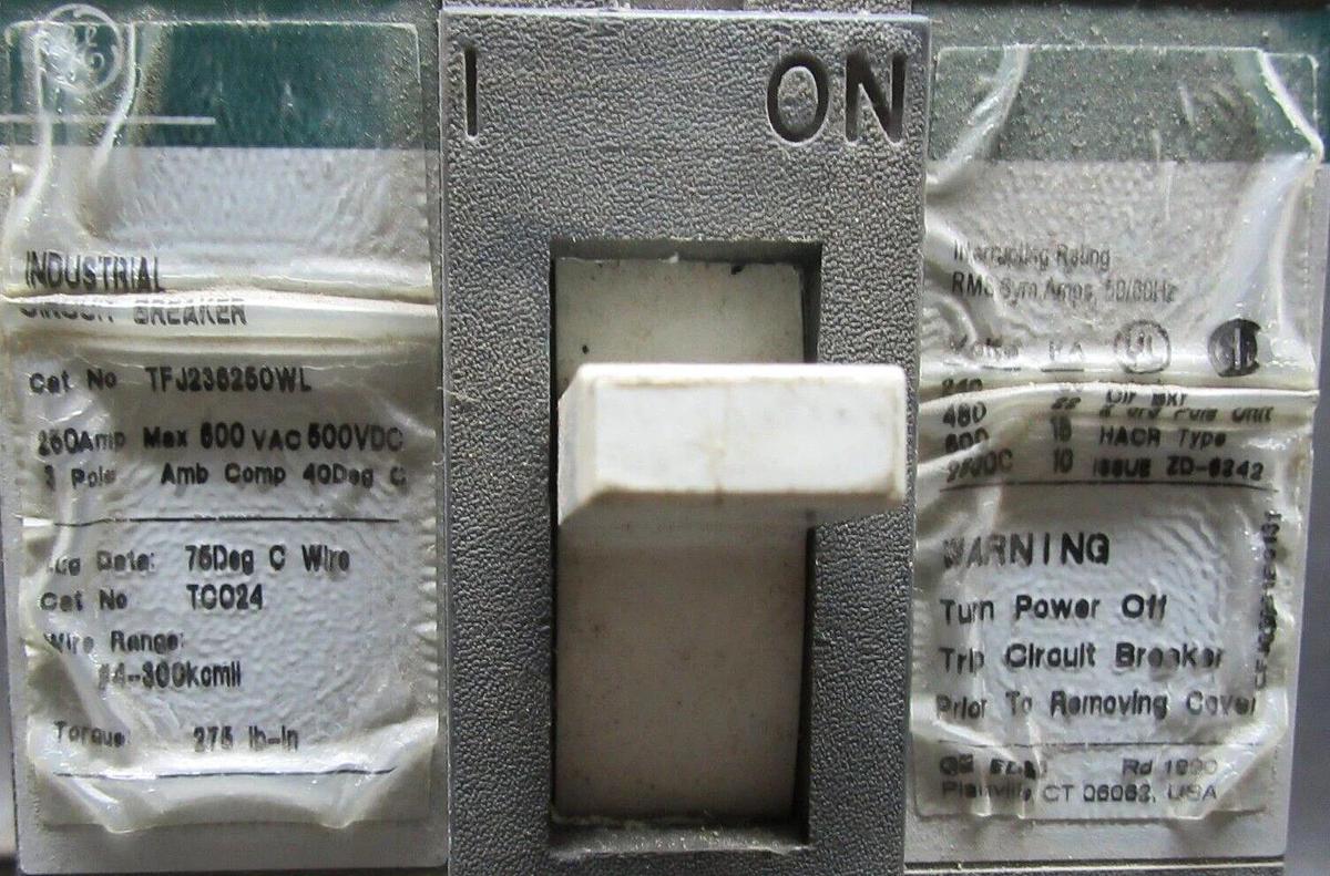 Used GE CIRCUIT BREAKER TFJ236250WL 250 AMP 600 VAC 3-POLE **WARRANTY INCLUDED**
