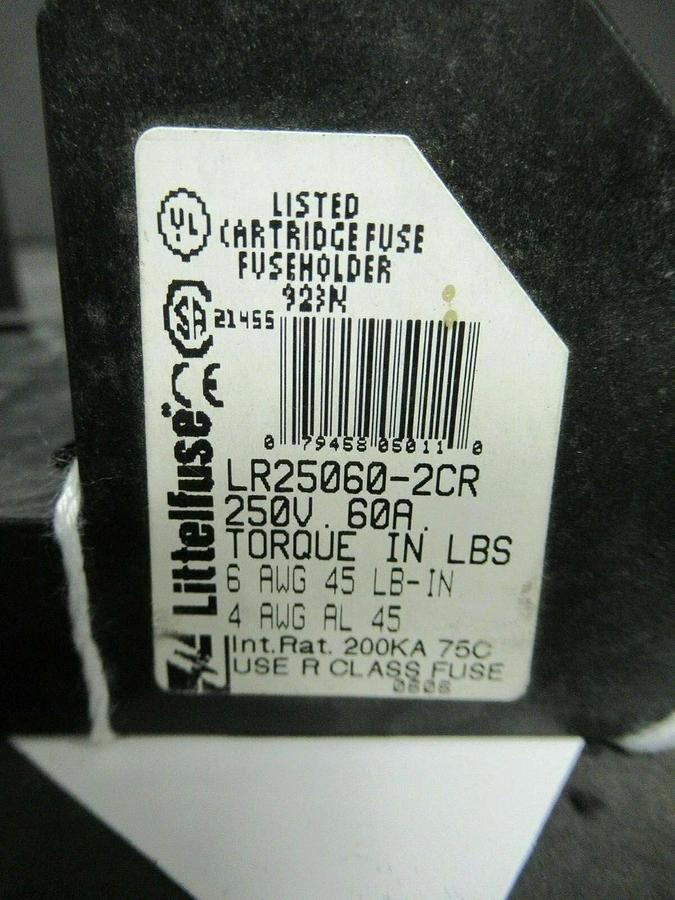 Used LITTELFUSE FUSE HOLDER LR25060-2CR FOR 60 AMP 250 V FUSES **WARRANTY**