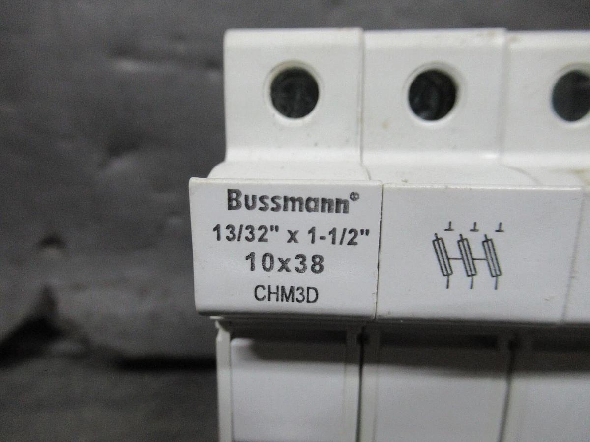Used BUSSMANN FUSE HOLDER CHM3D 13/32"X1-1/2" 10X38 600 VOLT 30 AMP