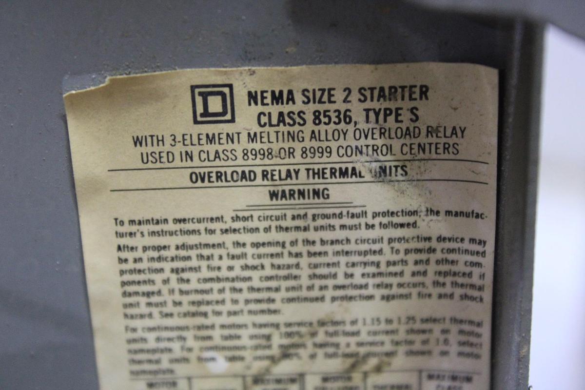 Used SQUARE D MOTOR CONTROL STARTER BUCKET MCC MODEL 4 12" NEMA 2