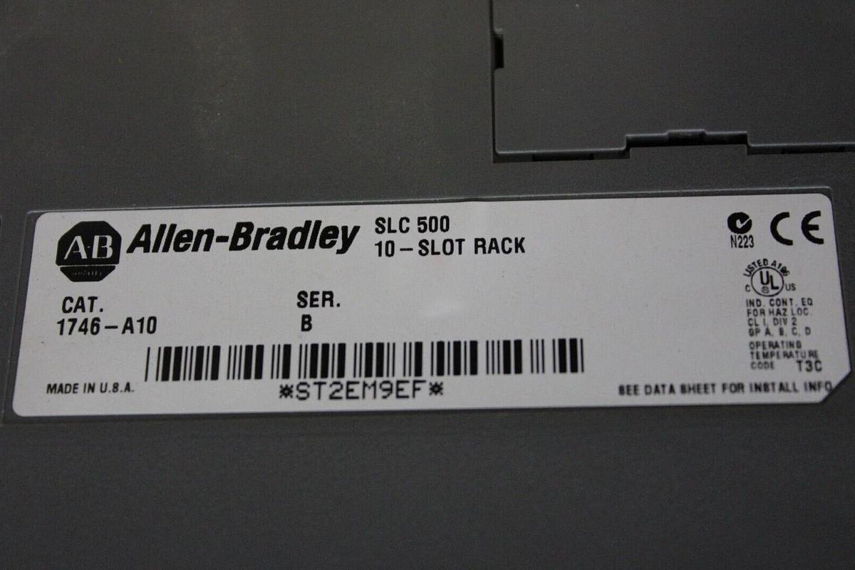 Used ALLEN BRADLEY 10-SLOT SLC-500 CHASIS 1746-A10 SER. B **WARRANTY INCLUDED**