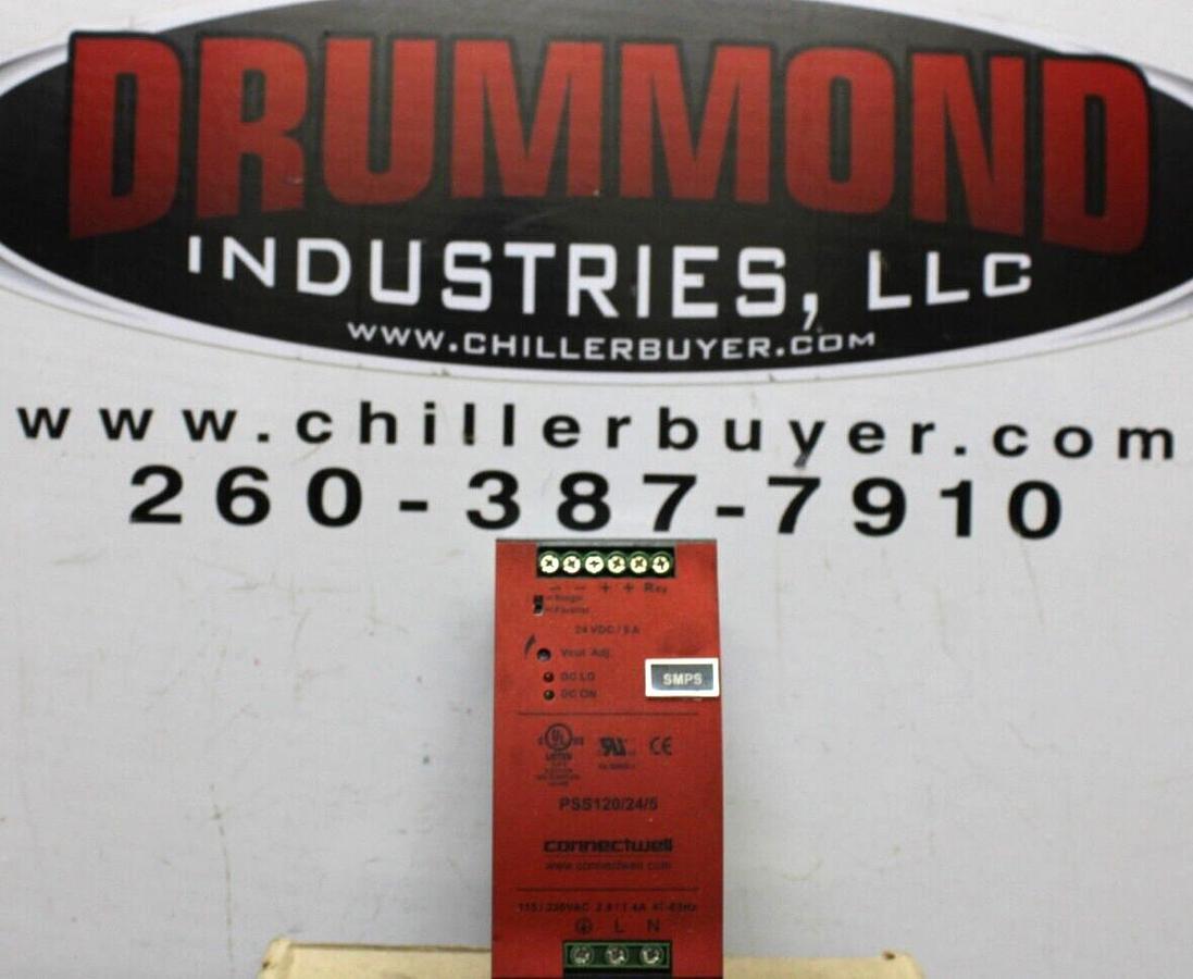 Used CONNECTWELL POWER SUPPLY PSS120/24/5 INPUT: 230 VAC 2.8A OUTPUT: 24 VDC 120W