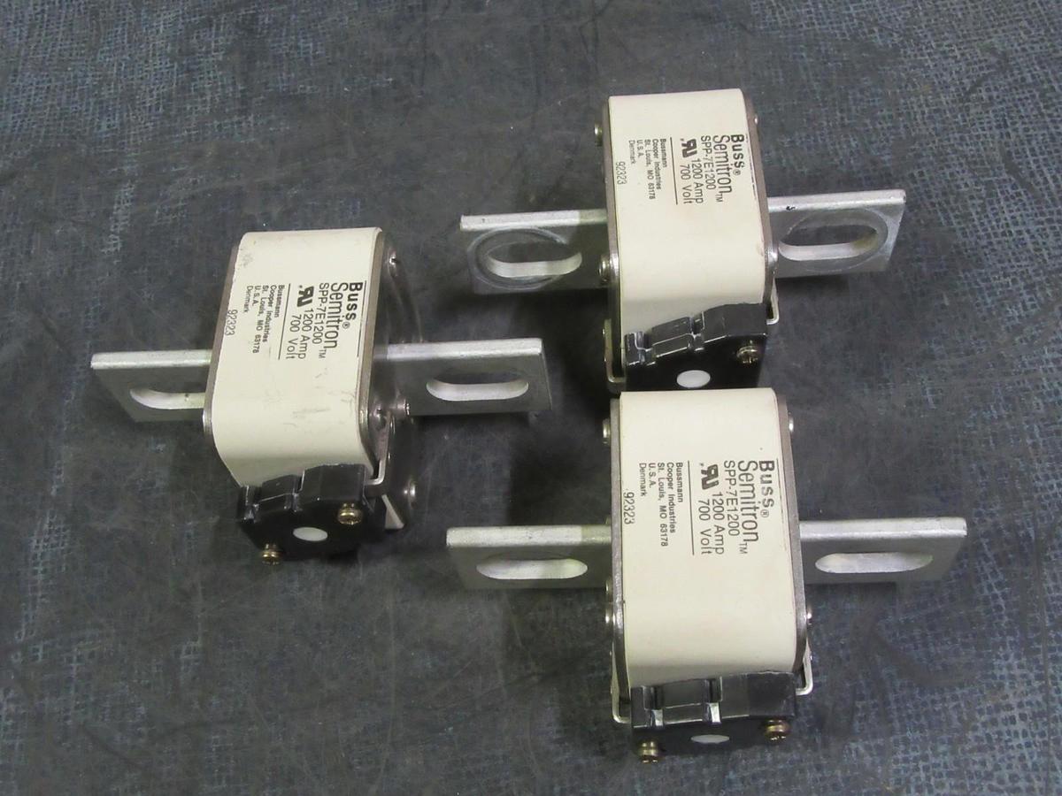 Used LOT OF 3 BUSS SEMITRON SPP-7E1200 1200 AMP 700 VOLTS FUSE
