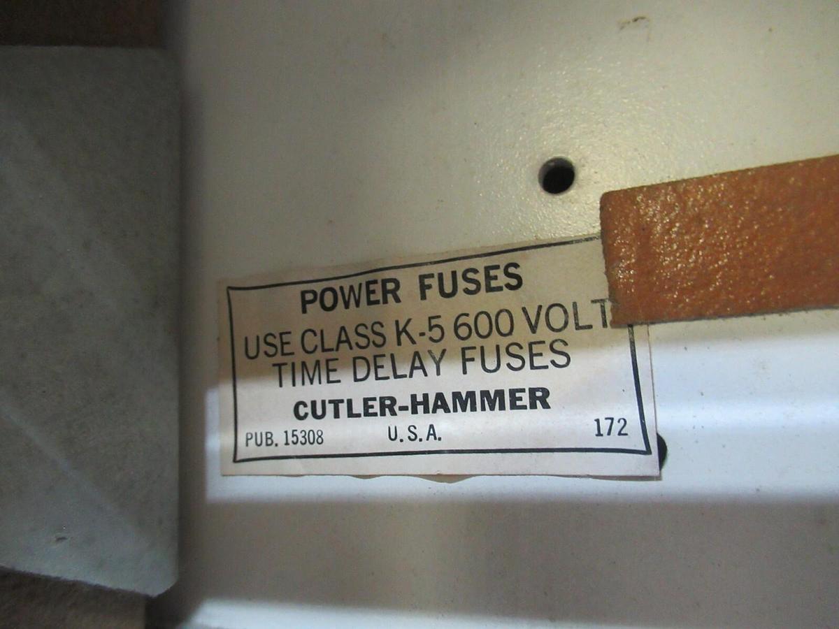 Used CUTLER HAMMER MOTOR CONTROL BUCKET 17" NEMA SIZE 2 STARTER A10DN0 35 AMP FUSES