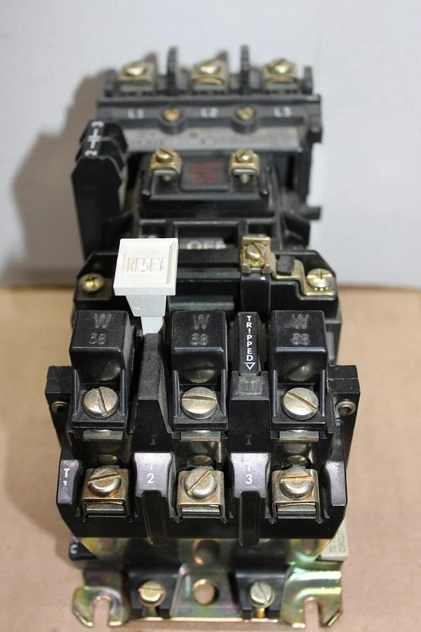 Used ALLEN BRADLEY STARTER 509-B0D SER. B SIZE 1 27 AMP 3-PHASE 600 VOLT COIL: 120V