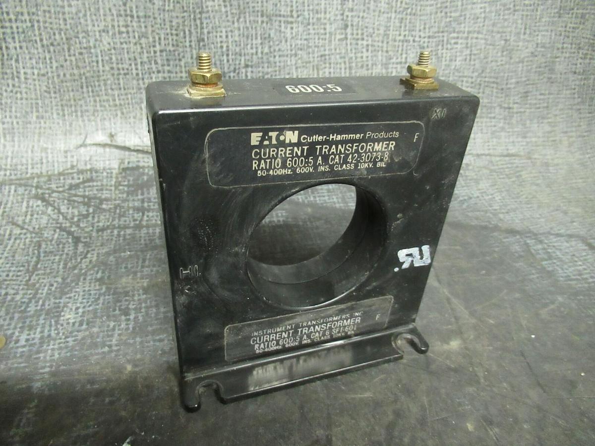 Used EATON CURRENT TRANSFORMER 42-3073-8 RATIO: 600:5A 50-400 HZ **WARRANTY**