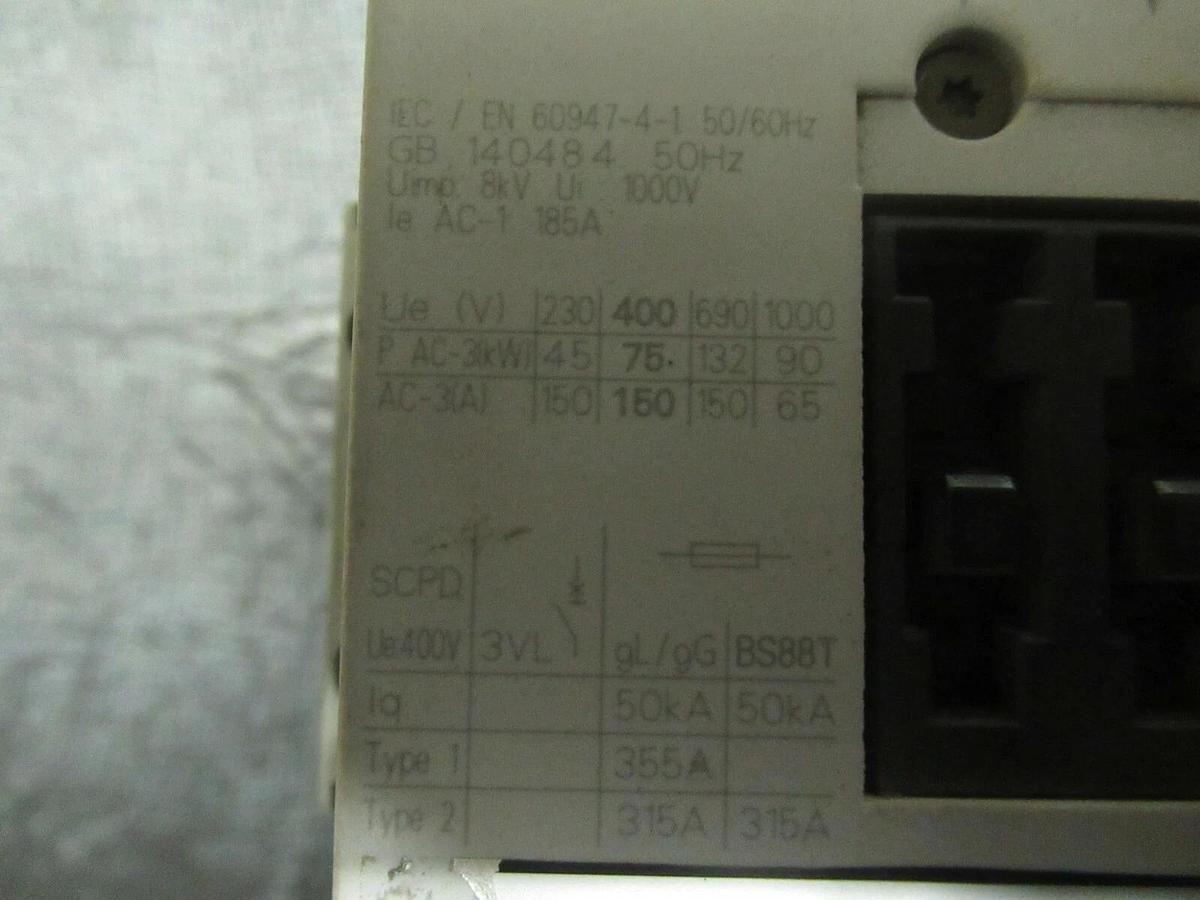 Used 195 AMP SIEMENS CONTACTOR HN53EL115 600 VAC 3 POLE **WARRANTY INCLUDED**