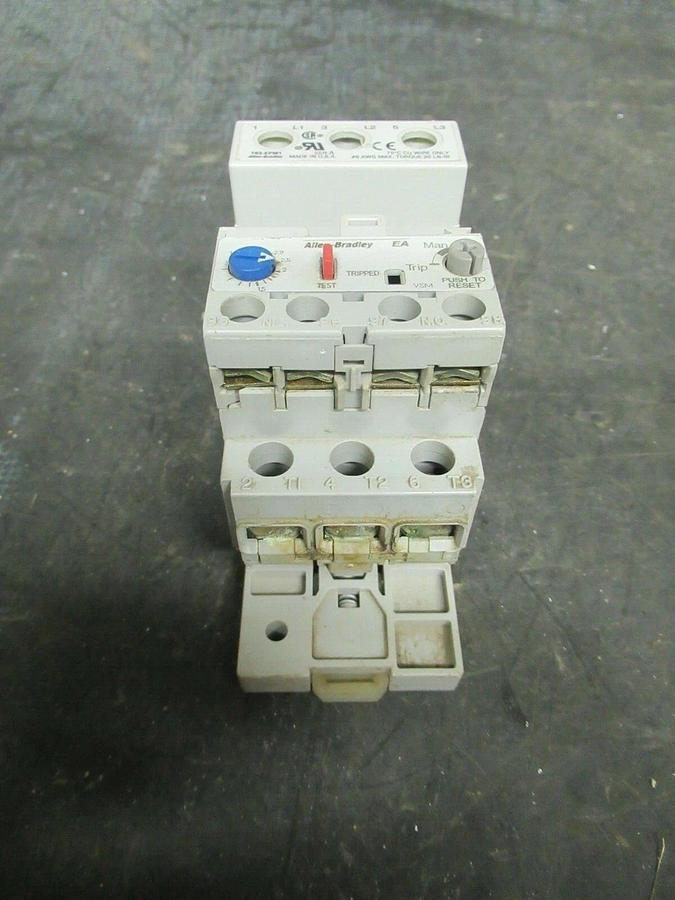 Used 2.9 AMP ALLEN BRADLEY OVERLOAD RELAY 193-EA1DB SER. A 600 VAC 3 POLE