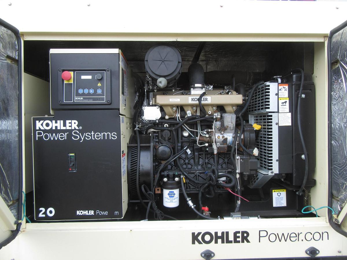 Used 20 KW DIESEL GENERATOR KOHLER 120/240V 20REOZK ENCLOSED ONLY 102 HRS