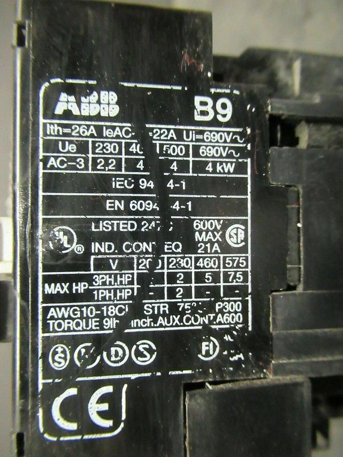 Used ABB CONTACTOR B9-30-10 21 AMP 600 VAC 7.5 HP **WARRANTY INCLUDED**