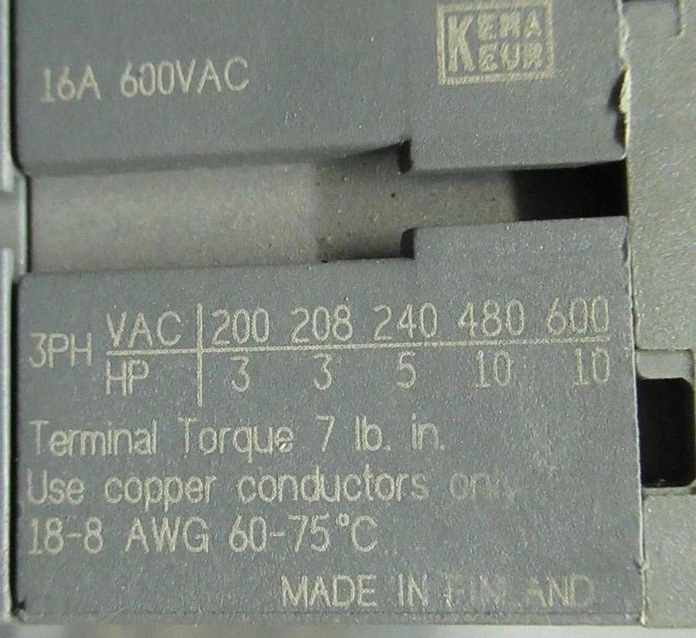 Used ABB OT16E3 DISCONNECT SWITCH 600 V 16 A 10 HP @ 480 VAC 3 PH *WARRANTY INCLUDED*