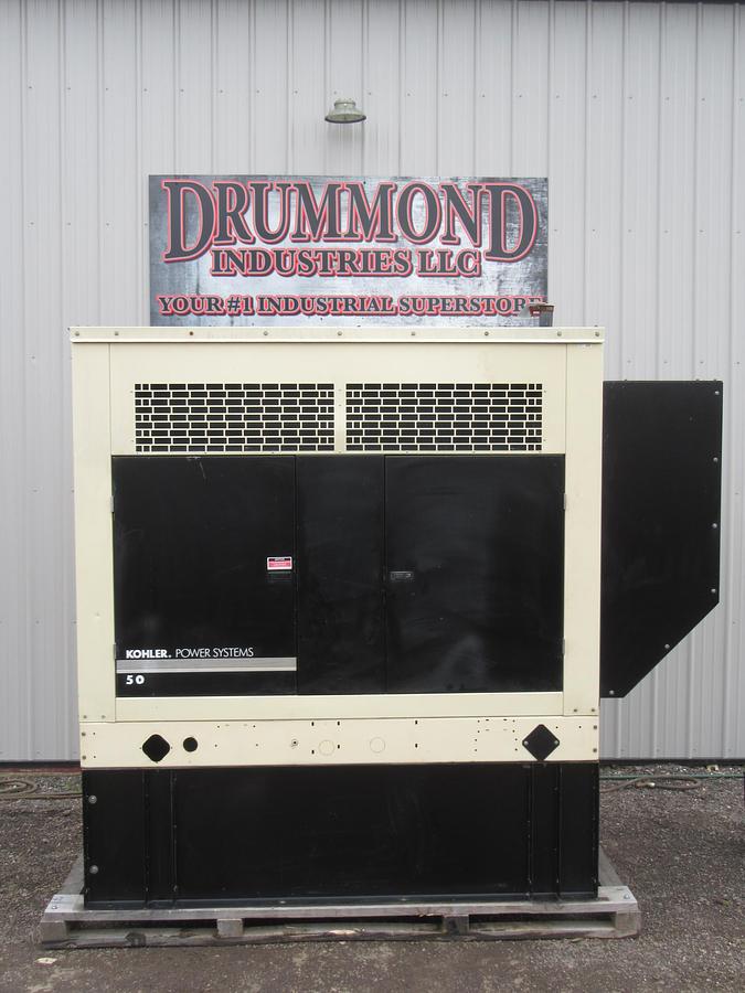 Used 50 KW DIESEL GENERATOR  KOHLER 120/240V JOHN DEERE ENCLOSED VIDEO WE SHIP 55KW