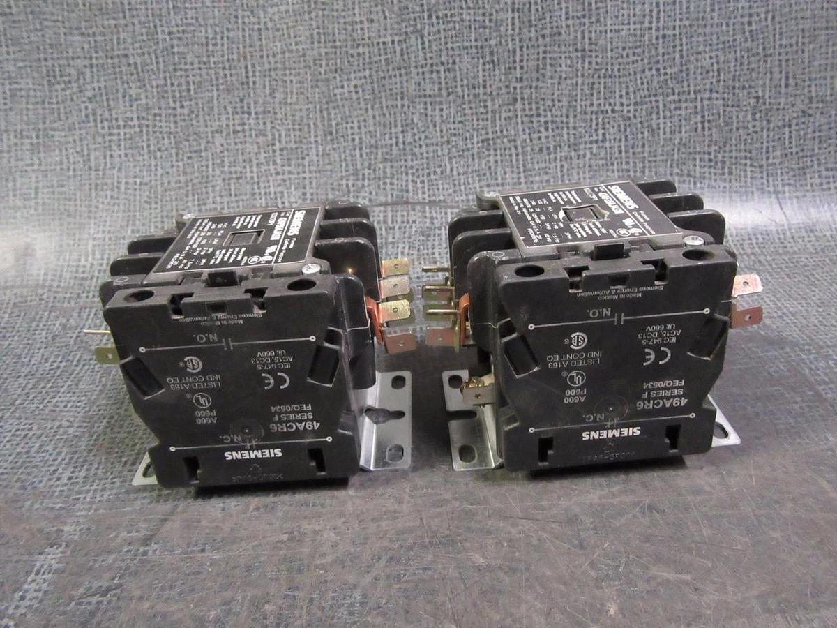 Used (1) SIEMENS CONTACTOR W/ AUX 42AF35AJASM 25 AMP 600V 3 PHASE 10 HP 24V COIL