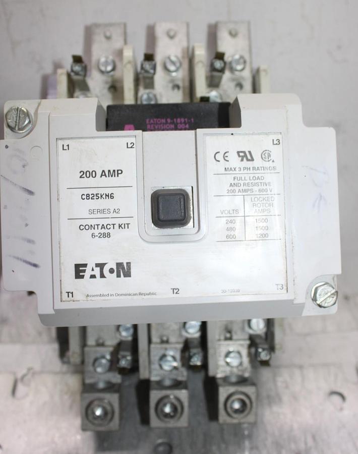 Used EATON CONTACTOR C825KN6 200 AMP 600 VOLT 3-PHASE COIL: 120V **WARRANTY**